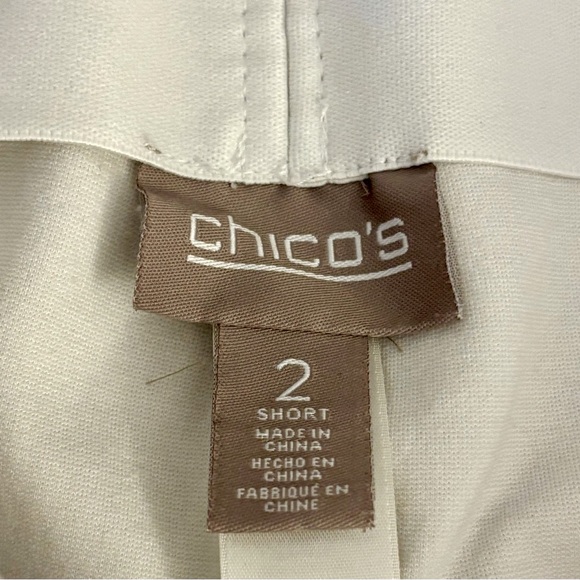 Chico’s Pants Trousers cream ivory tapered stretch, 2 Short (US 12 or L) casual - Picture 2 of 4